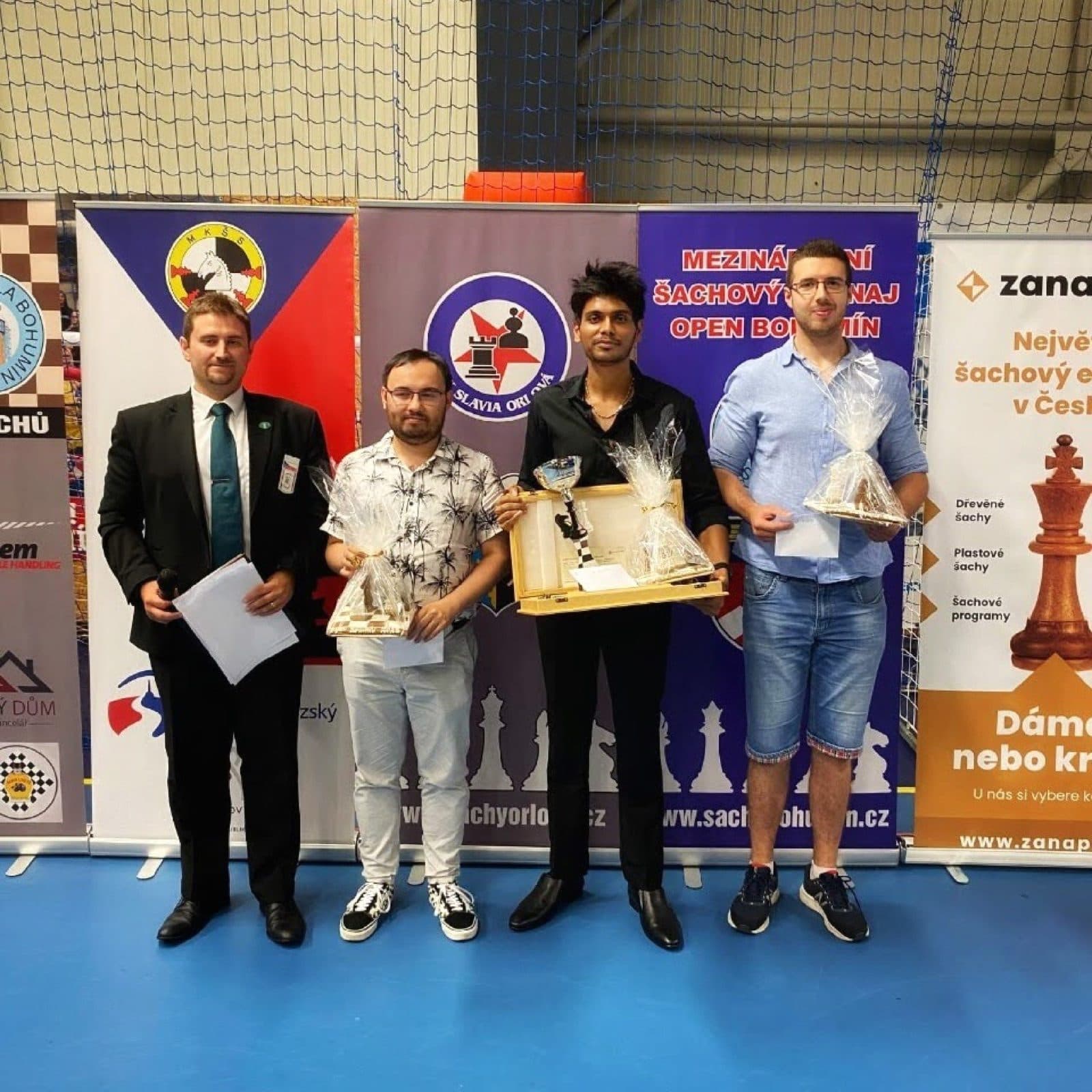 GM Akash Ganesan at the Bohumin Champion 2023 prize ceremony